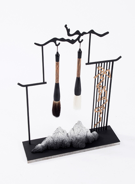 速发摆中式毛笔架创意家居书房书桌办面桌禅意桌公软装饰品小假山