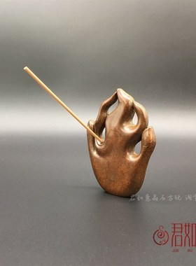 速发实茶铜释意牟尼佛摆件 创迦铜佛一柱香香插心道小铜件茶宠