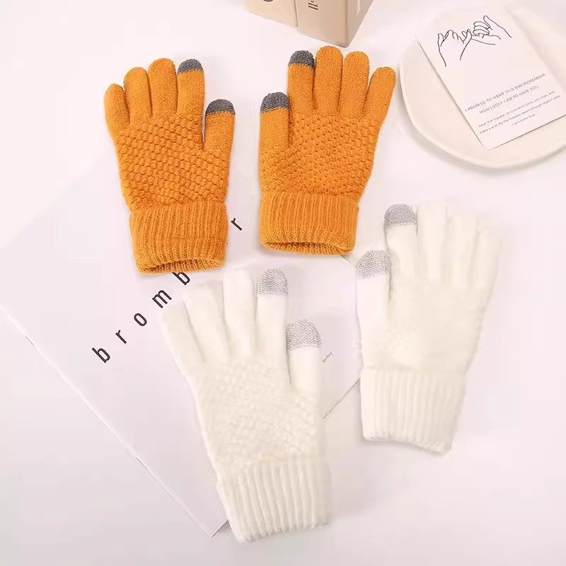 新款触屏手套男女士秋冬季加绒加厚保暖防寒户外骑行毛线针织手指,淘宝优惠券,粉丝福利购,淘宝优惠卷