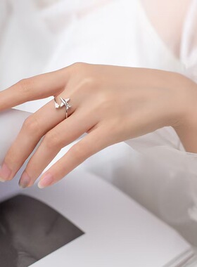 镶锆石飞机戒指 ins个性冷淡风韩版甜美气质小巧开口指环货源批发