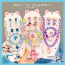 Childrens necklace accessories Accessories Little Girl Ice Princess will light the mermaid bracelet Earring Ring Earrings Suit