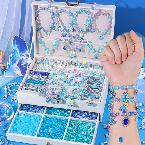 Детское ожерелье для принцессы, кольцо, подарочная коробка, комплект, коробочка для хранения, «Холодное сердце», подарок на день рождения