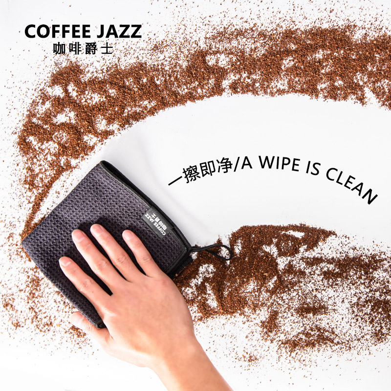 COFFEEJAZZ挂绳吧台毛巾咖啡师专用吸水速干抹布咖啡机清洁小方巾 - 图1