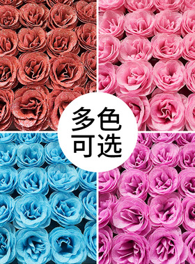 玫红色金粉水晶玫瑰花情