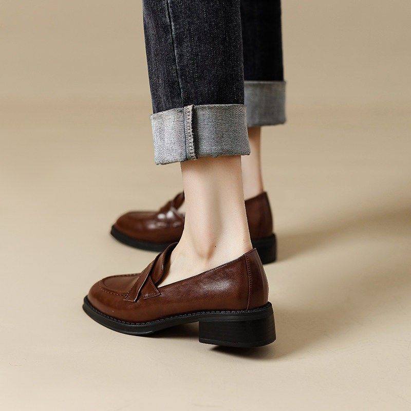 英伦风复古一脚蹬乐福鞋女2026年新款通勤百搭小皮鞋圆头粗跟单鞋,淘宝优惠券,粉丝福利购,淘宝优惠卷