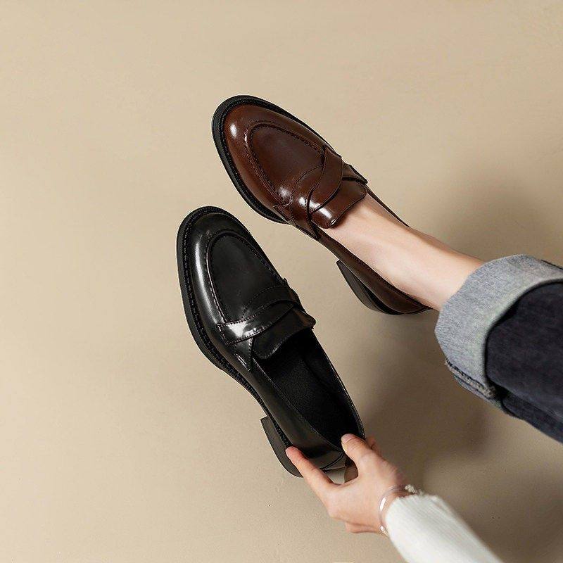 英伦风复古一脚蹬乐福鞋女2026年新款通勤百搭小皮鞋圆头粗跟单鞋,淘宝优惠券,粉丝福利购,淘宝优惠卷
