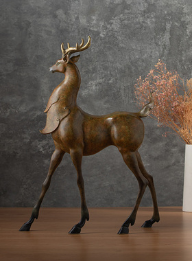 黄铜一鹿平安九色鹿摆件高档礼品