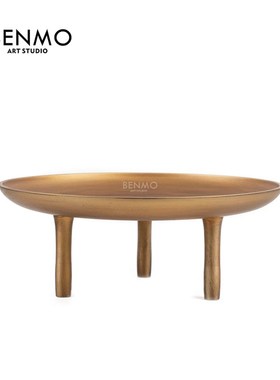 本墨现代简约金属三脚圆形果盘 样板间售楼处玄关餐厅置物盘摆件