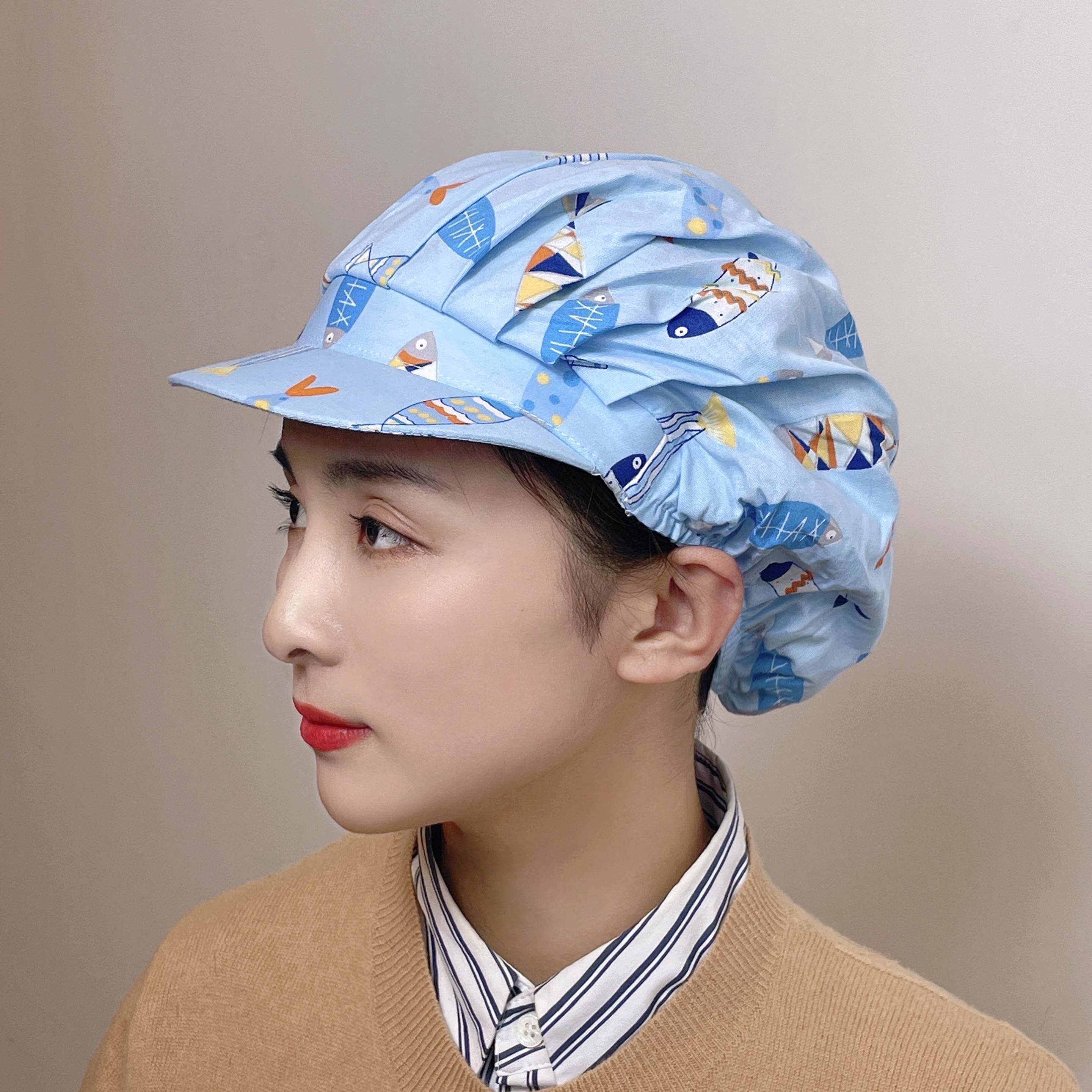 工作帽子女车间工厂防尘透气包头卫生餐饮厨师帽防油烟厨房帽子