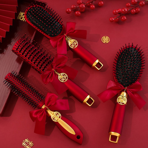 梳子结婚一对女方陪嫁物品婚礼喜庆红色新娘新潮喜梳婚庆用品大全 - 图3
