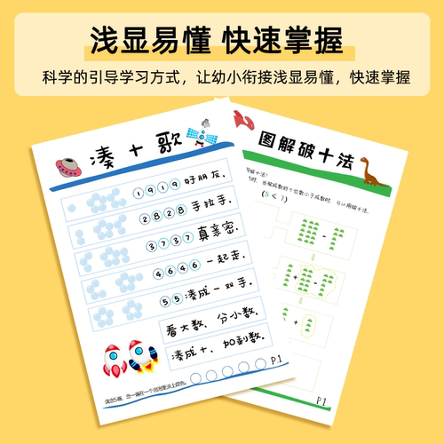 幼小衔接凑十法破十20以内数轴幼儿数感加减法教具神器借十口诀表 - 图1