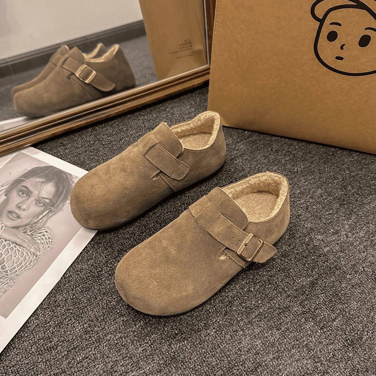 全包加绒加厚勃肯鞋女秋冬保暖一脚蹬豆豆鞋配裙子不累脚浅口单鞋,淘宝优惠券,粉丝福利购,淘宝优惠卷