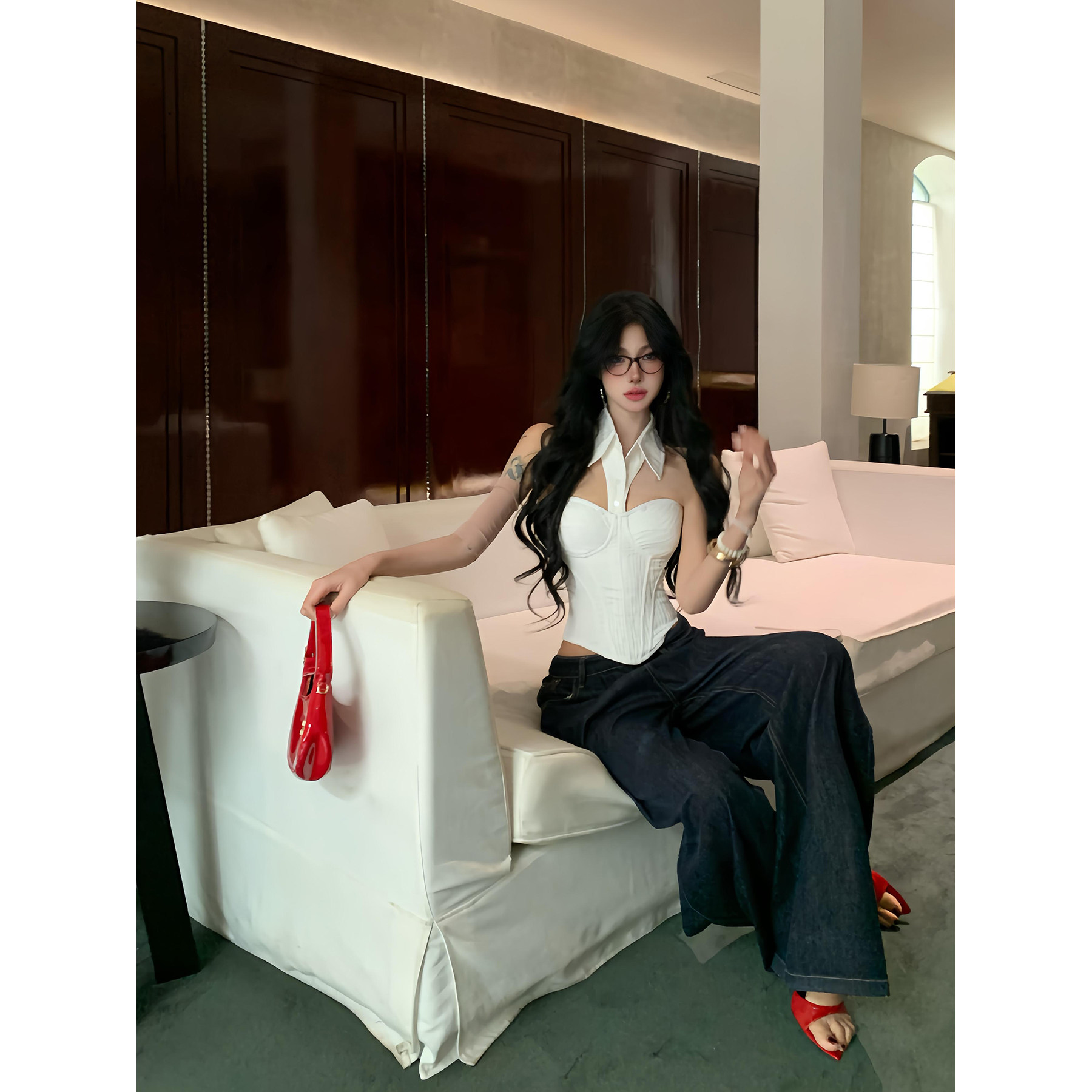 牛了牛了 法式抹胸上衣女2025冬季新款辣妹鱼骨胸衣白色无袖背心,淘宝优惠券,粉丝福利购,淘宝优惠卷