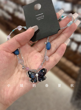韩国饰品小众设计简约气质高雅个性百搭锁骨链ins风颈链蝴蝶项链