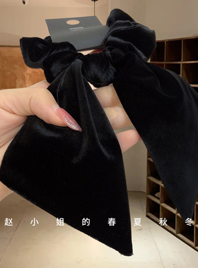 韩国饰品发绳黑色丝绒蝴蝶结发带