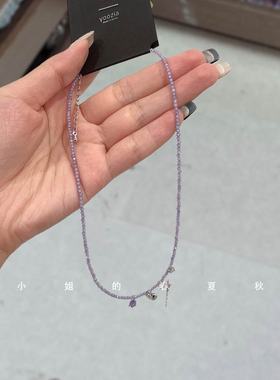 2025新款气质个性颈链高级感ins风可爱甜美锁骨链紫色流苏项链
