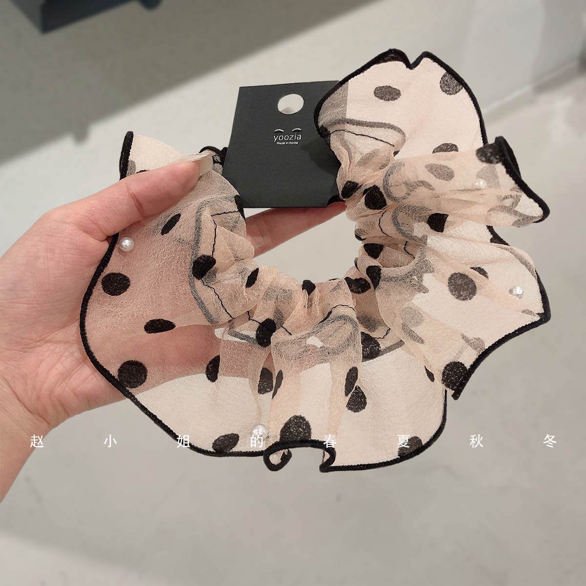 小众设计发饰ins风头饰夏季新款2025头花头圈网纱波点大肠发圈 - 图1