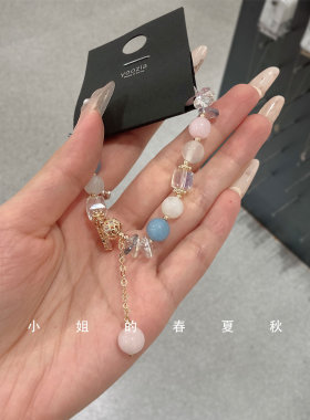 韩国饰品小众设计ins风时尚简约个性手环国风新中式蓝色花朵手链