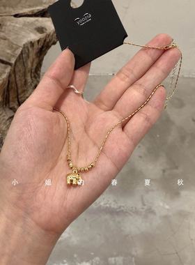 韩国发饰高级感轻奢可爱小象项链