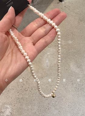 小众设计饰品气质优雅金球颈链高级ins风锁骨链天然淡水珍珠项链