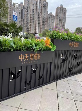 户外不锈钢花箱组合广场售楼部商业街隔断花坛室外围栏铁艺花槽架