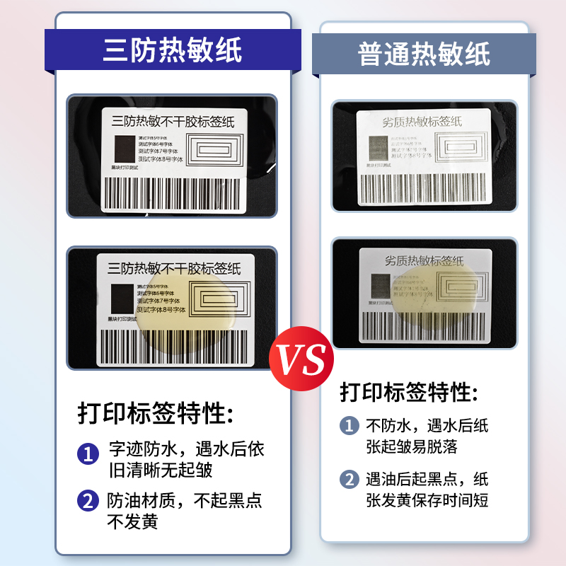 Three-proof thermal label printing paper is scratch-resistant and waterproof