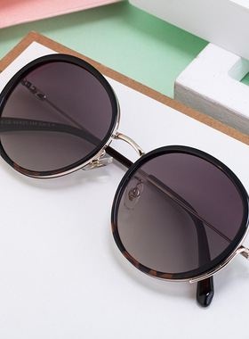 罕见！挑人！模特款！欧美圆框偏光太阳镜女款个性街拍防晒墨镜