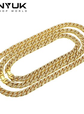 chains men cuban necklaces hiphop swag link gold diamond2018