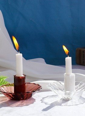 厂家供应 玻璃烛台创意条纹烛台 家居餐厅桌面装饰品蜡烛器皿