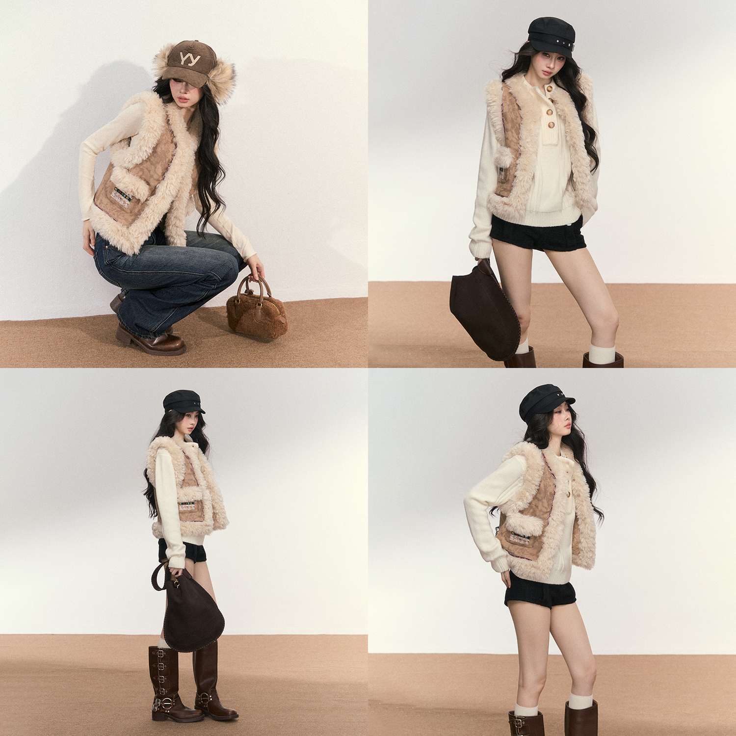 PUNCH 25AW麂皮绒保暖设计感皮毛一体马甲外套 - 图2