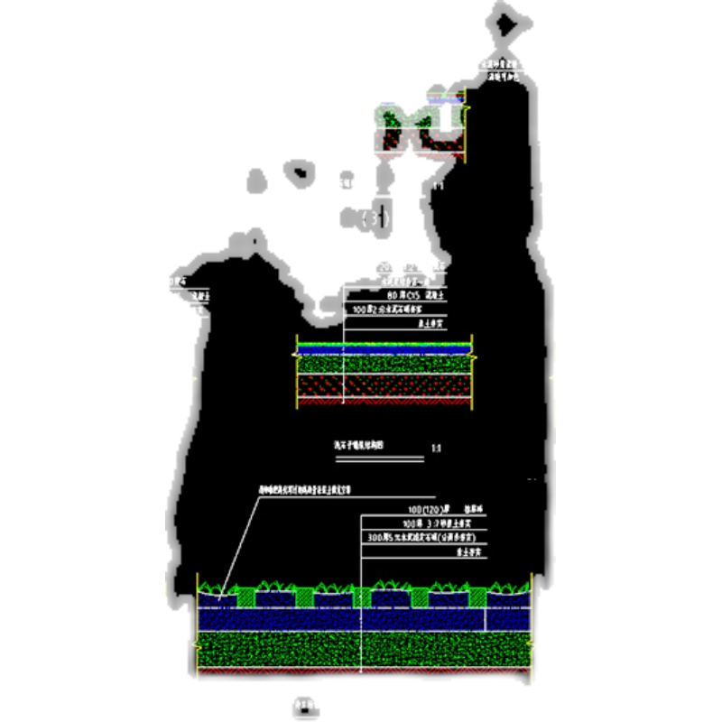 通用道路基标准铺装横断面纵断面CAD设计图纸泊岸码头改造断面图-图2