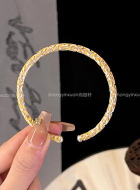 尚银轩足银9999祥云描金手镯