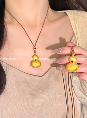 尚银轩纯银吊坠古法千里江山葫芦