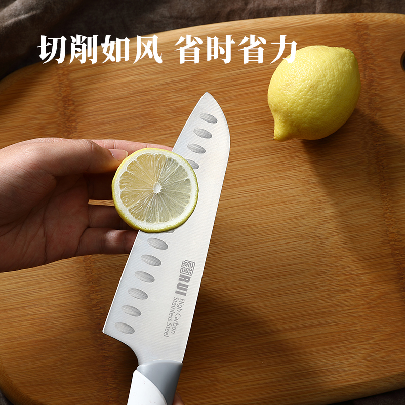 锐RUI黑色菜刀高档厨房刀具厨师专用主厨刀辅食三德刀家用切片刀 - 图1