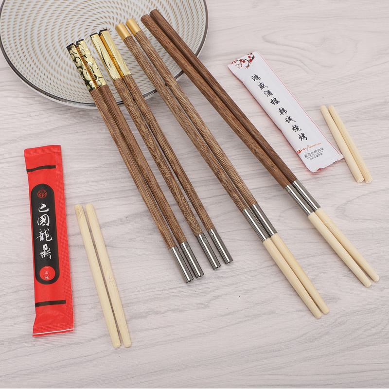 鸡翅木可换头筷子拼接加长商用火锅酒店餐厅筷定制一次性筷子头