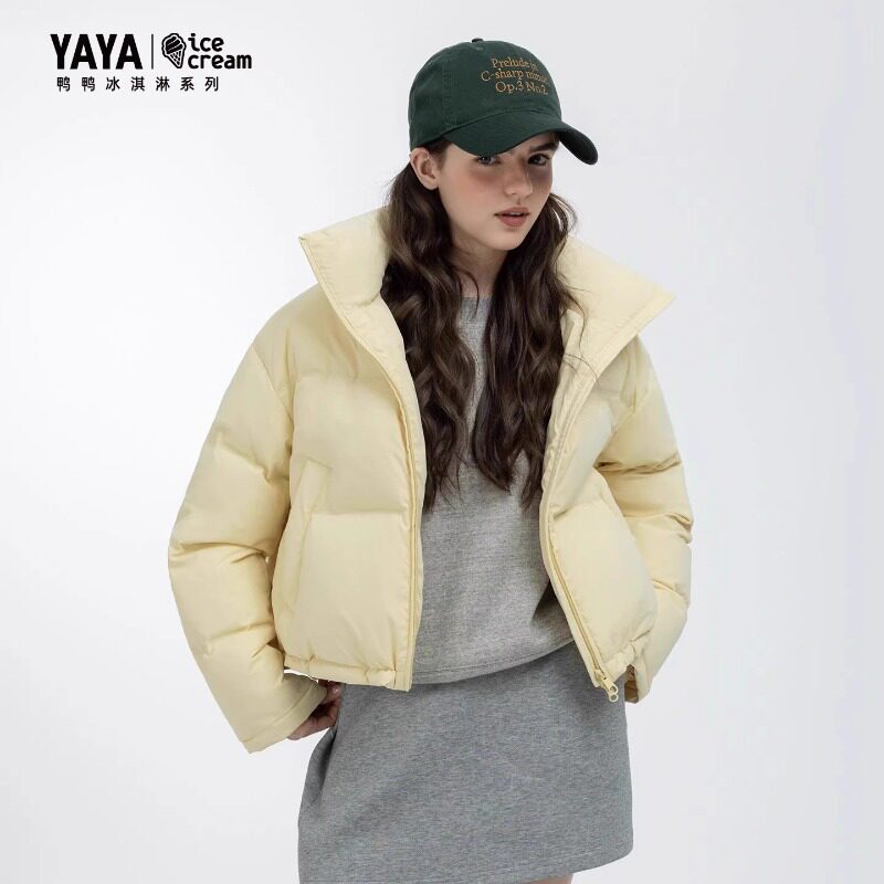鞠婧祎同款冰淇淋系列鸭鸭羽绒服女冬季保暖加厚时尚百搭短款外套