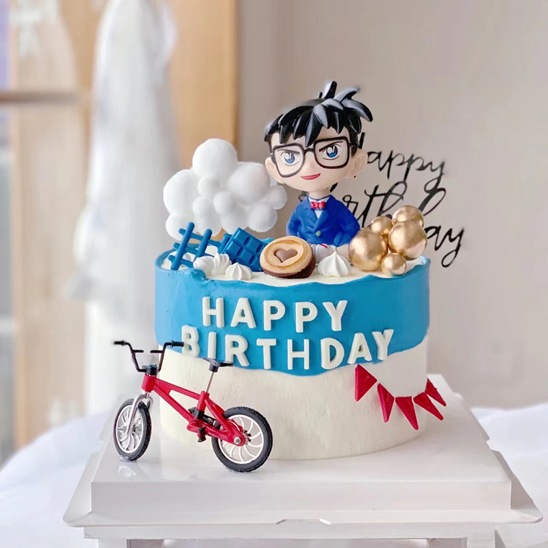 名侦探柯南蛋糕装饰摆件自行车单车卡通动漫公仔儿童生日烘焙插件,淘宝优惠券,粉丝福利购,淘宝优惠卷