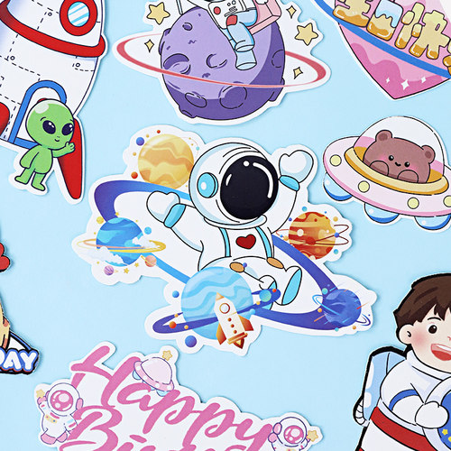 宇航员蛋糕装饰插牌星球宇宙飞船火箭太空人主题生日烘焙装扮插件 - 图2