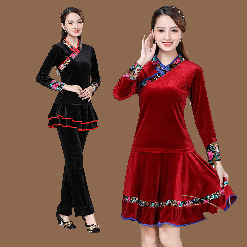 2022新款广场舞套装春秋冬金丝绒绣 维慕琳民族服装/舞台装