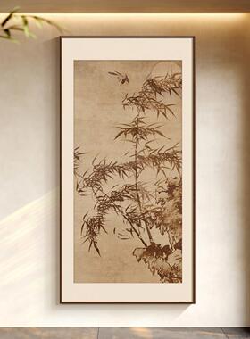 新中式玄关装饰画禅意山水画客厅背景墙挂画宋代美学竖版走廊壁画