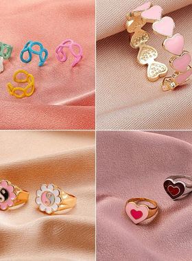 ins style simple retro rings Female irregular joint ring 戒