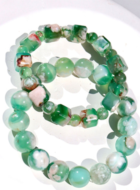 怀柔家绿樱花玛瑙手串单圈