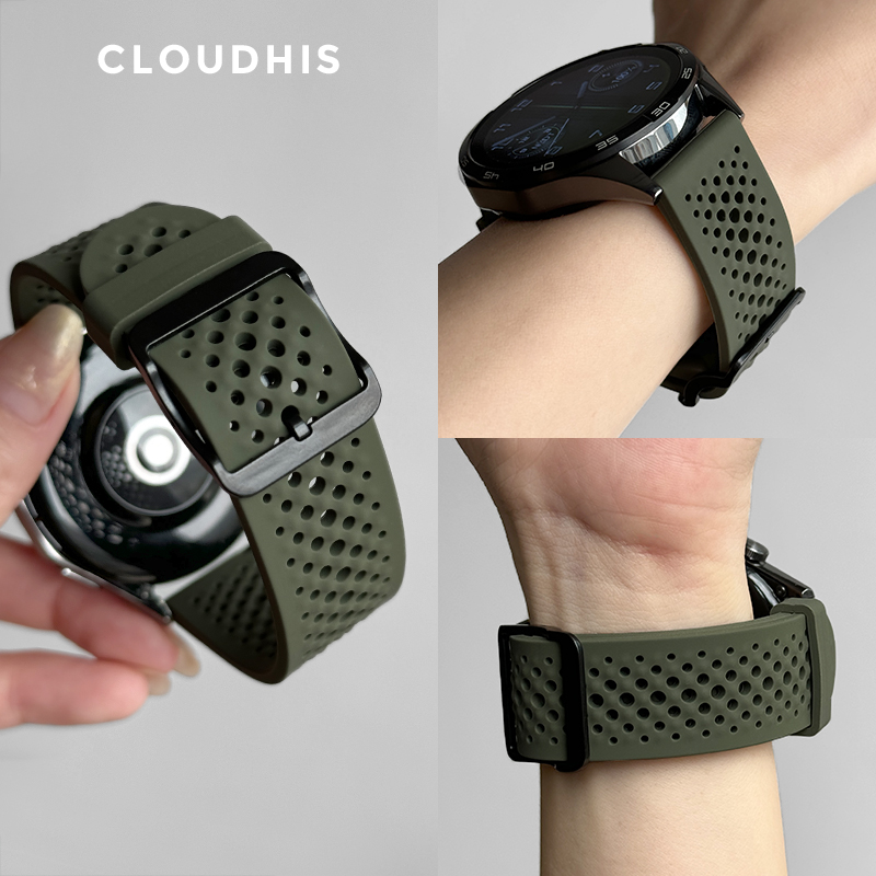 CLOUDHIS适用华为GT4表带watchgt3Pro手表带液态硅胶透气watch4pro洞洞运动GT2夏新款高级感GT1男女雅致版