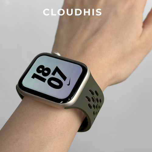 CLOUDHIS适用iwatch10表带s11苹果S9手表applewatch硅胶S10男款女士新款腕带透气SE高级感军夏季ultra运动SE - 图2