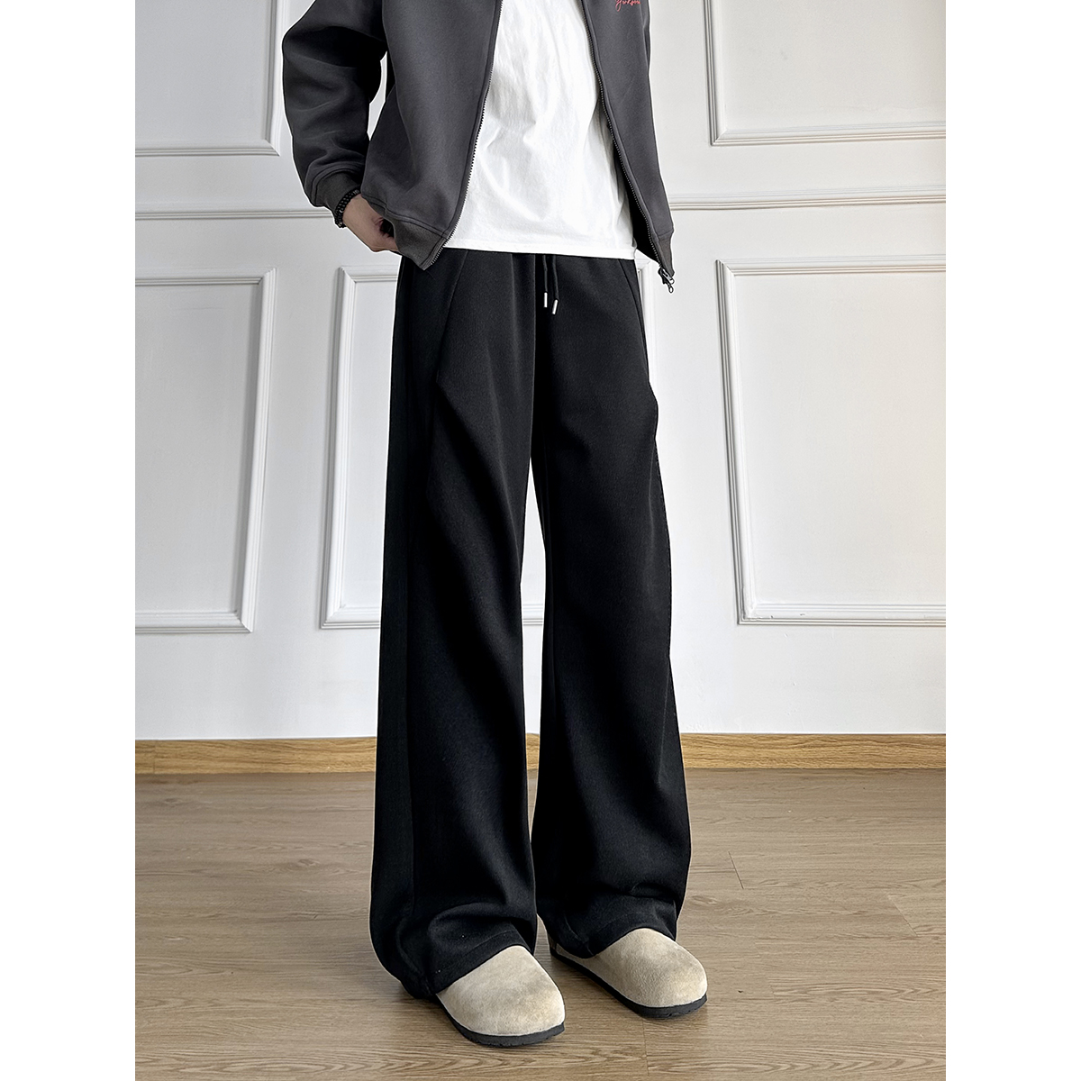 York Zoom秋季新款美式复古宽松直筒休闲裤男长裤子 - 图0