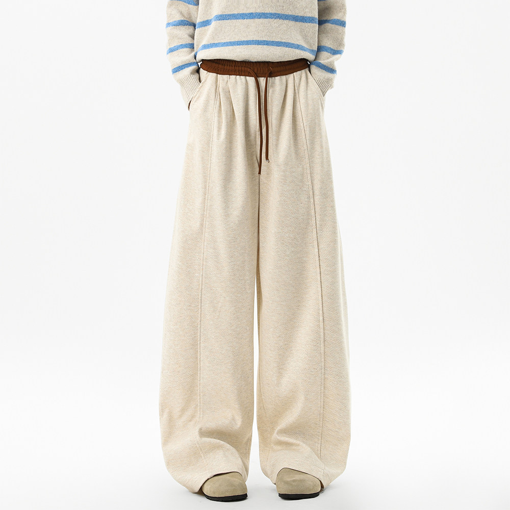 YORKZOOM千鸟纹慵懒风高腰抽绳阔腿裤男女百搭松弛感宽松秋冬加绒,淘宝优惠券,粉丝福利购,淘宝优惠卷