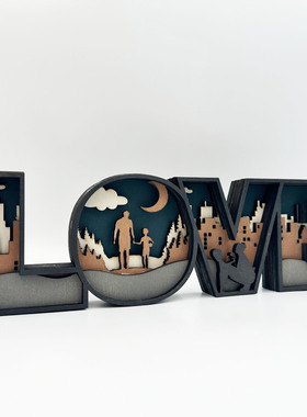 跨境新款木制LOVE&HOME摆件创意设计3D字母家居客厅装饰工艺品