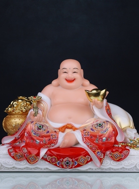 汉白玉弥勒佛宽体大肚开心笑佛佛像客厅招财聚宝弥勒菩萨家用摆件