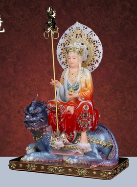 汉白玉地藏王佛像坐骑谛听供奉