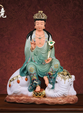 树脂文殊普贤佛像家用供奉摆件